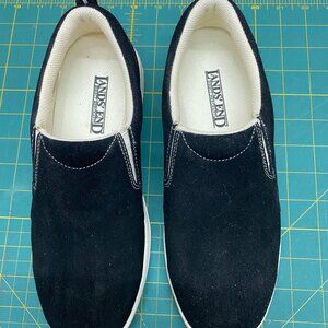 Lands End Black Suede Mocs, size 8B
